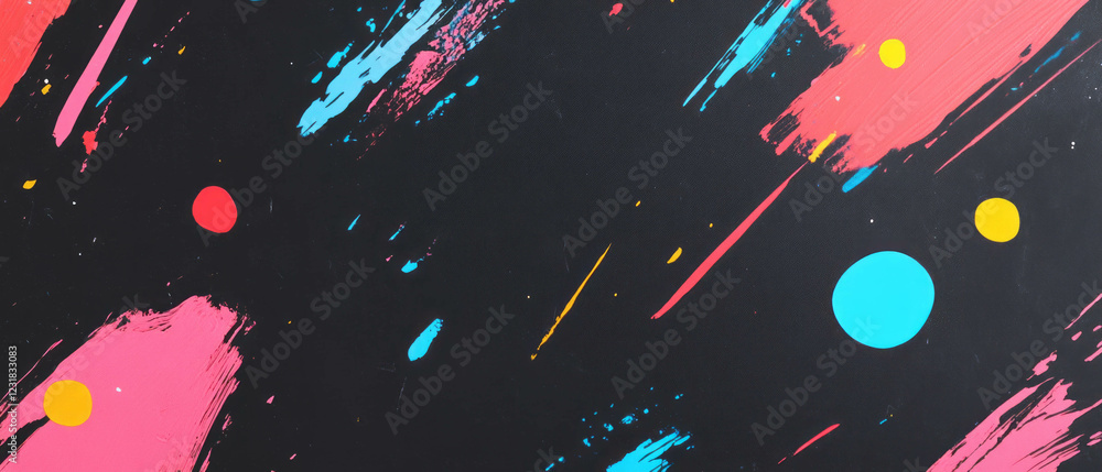 Poster confetti overlay texture with abstract patterns on a black background for creative projects