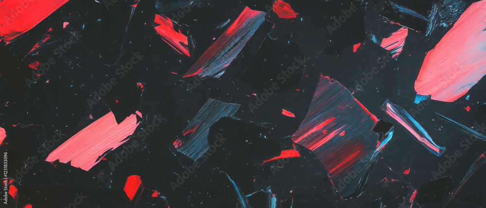 Poster colorful confetti texture with abstract patterns on a black background