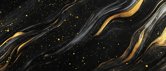 Confetti overlay texture with abstract golden patterns and artistic design on black background
