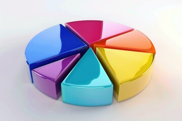 Obraz premium Shiny colorful pie chart representing market analysis, business performance, and financial data visualization