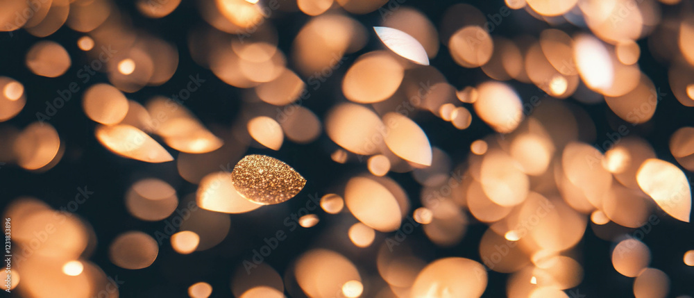 Aufkleber confetti overlay texture with depth of field and three-dimensional appearance on black background