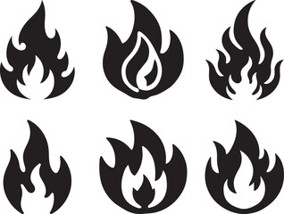 Fire icon silhouette vector. Fire flame logo vector illustration set