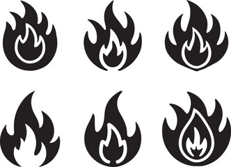 Fire icon silhouette vector. Fire flame logo vector illustration set