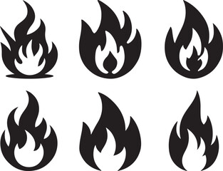 Fire icon silhouette vector. Fire flame logo vector illustration set