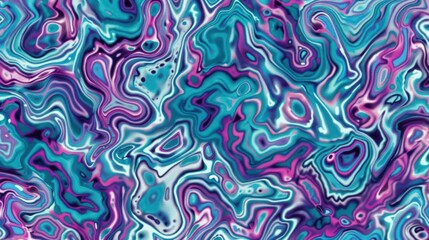 Abstract Swirling Teal and Purple Liquid Marble Texture
