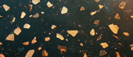 Luxurious gold confetti on a rich black background for elegant celebrations and events