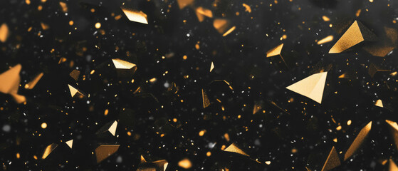 Confetti overlay texture with sharp golden edges on a black background for celebrations