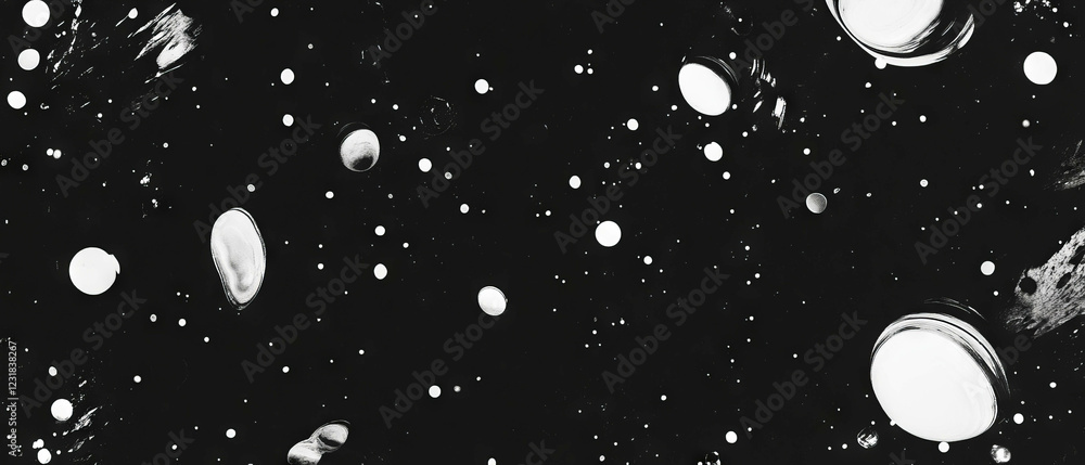 Poster colorful confetti pattern overlay with various shapes and sizes on dark background
