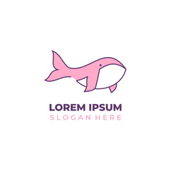 Vector whale logo, line art style combined with shapes