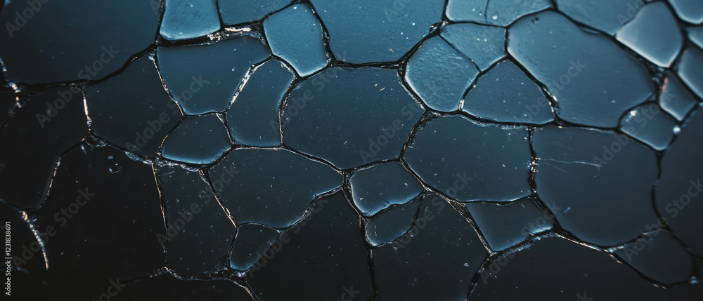 Poster cracked glass texture with radial pattern and dark background for design projects and artwork