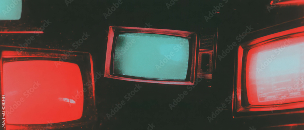 Poster retro crt screen texture with vibrant colors and nostalgic overlay effects