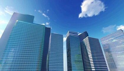 Fototapeta premium テレビ会議 背景用 CG オフィス外観 都市 高層ビル cityscape video conferencing background