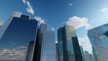 Fototapeta premium テレビ会議 背景用 CG オフィス外観 都市 高層ビル cityscape video conferencing background