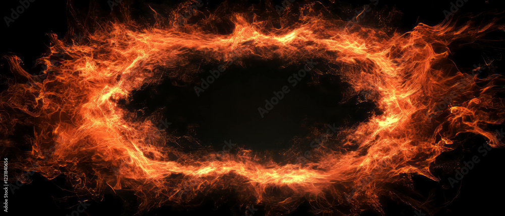Poster dense fiery sparks create a dynamic burning effect on a dark background