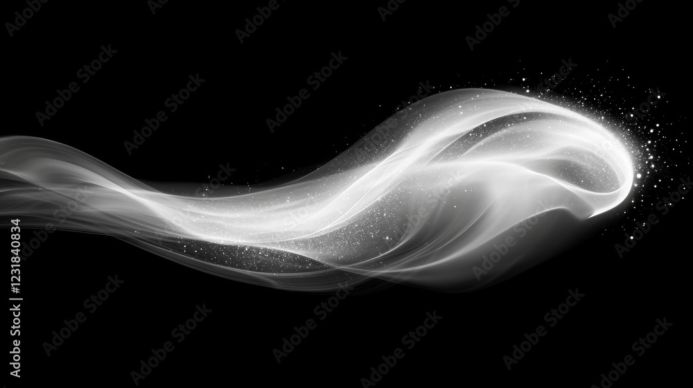 Poster magic spiral white light glow effect vortex wave vector. wind swirl and curve line shine with energy