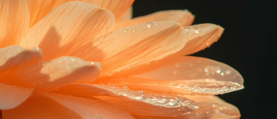 Obraz premium Dew-kissed petals reveal delicate texture and highlights against a dark backdrop