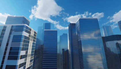 Fototapeta premium テレビ会議 背景用 CG オフィス外観 都市 高層ビル cityscape video conferencing background