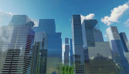 テレビ会議 背景用 CG オフィス外観 都市 高層ビル cityscape video conferencing background