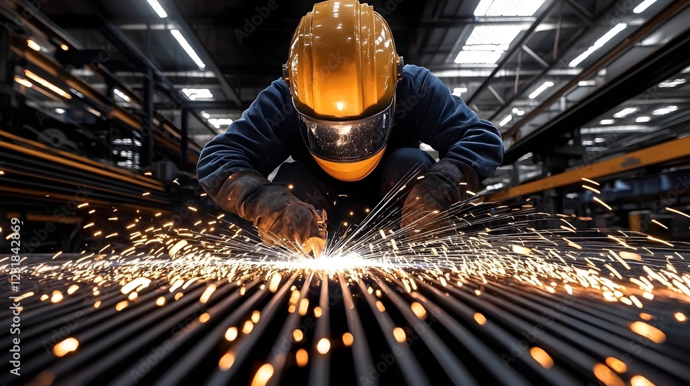 Aufkleber skilled industrial welder deeply focused on creating intricate metalwork using a welding torch