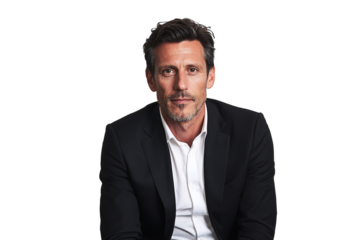 Professional male portrait studio setting photography bright background close-up view confidence and charisma concept