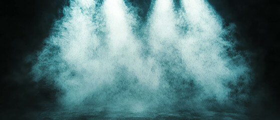 Disturbed dust overlay with dynamic light shafts against a dark background