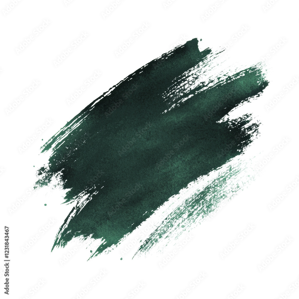 Poster a dark green paint stroke with a textured effect on a black background. the stroke is abstract and e