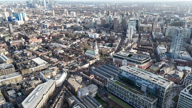 Spitalfields East End Tower Hamlets London UK drone,aerial