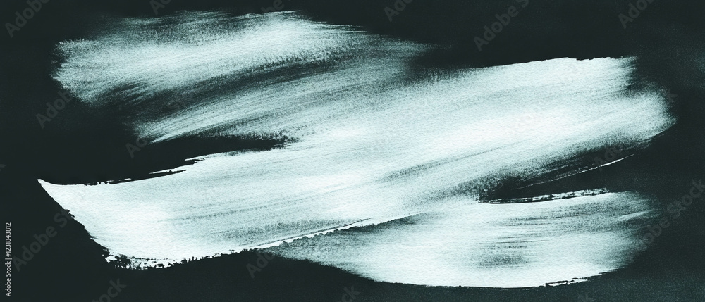 Poster dynamic dry brush watercolor texture with empty center on deep black background