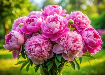 Aerial view reveals a vibrant pink peony garden, blossoms bursting in a breathtaking floral display.