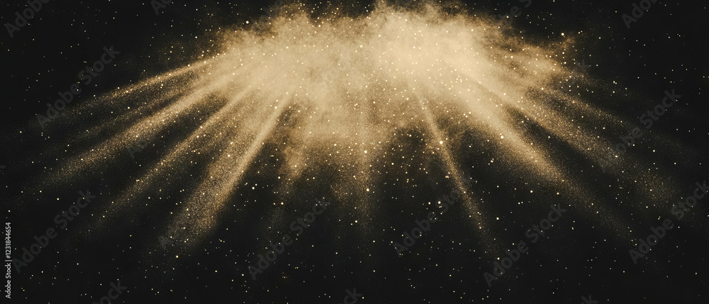 Aufkleber dust particles create a vintage texture with light rays on a black background