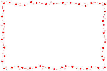 Vector - Cute red hearts border or frame. Copy space. Drawing design. Valentine's.  Minimal image.