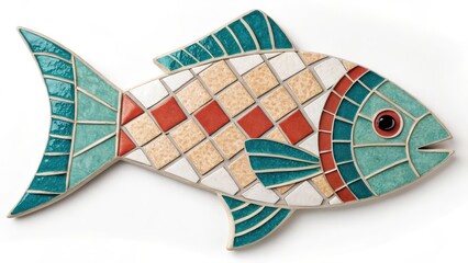 mosaic fish on a white background