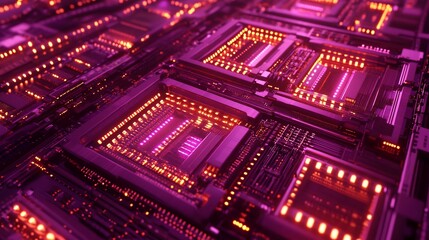 Obraz premium Futuristic Pink Circuit Board, High-Tech Technology, Abstract Background, Data Processing, for Tech Websites