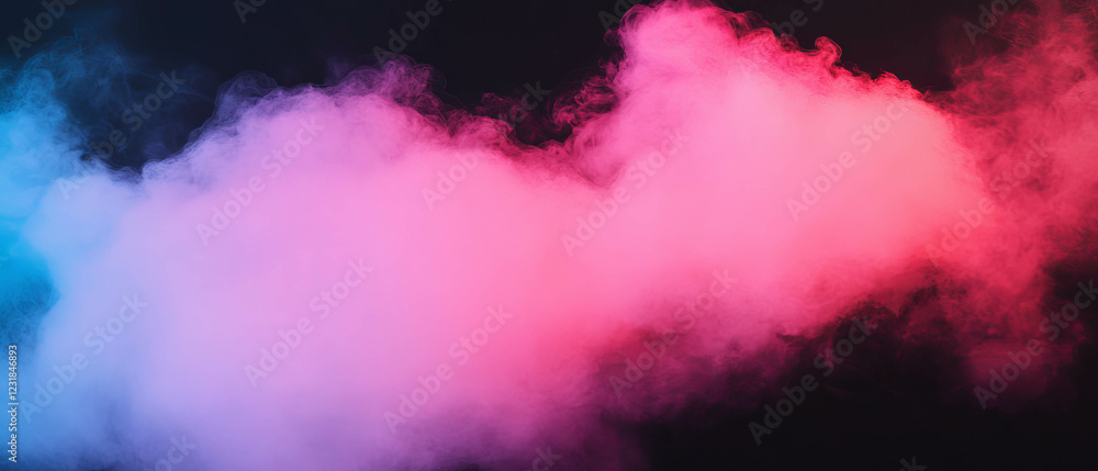 Poster soft, colored dust texture floats across a black backdrop, providing a canvas for design elements