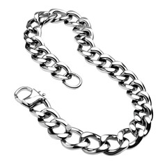 Obraz premium 3D Chrome Chain Icon – Shiny Metallic Link Design Isolated on Transparent Background