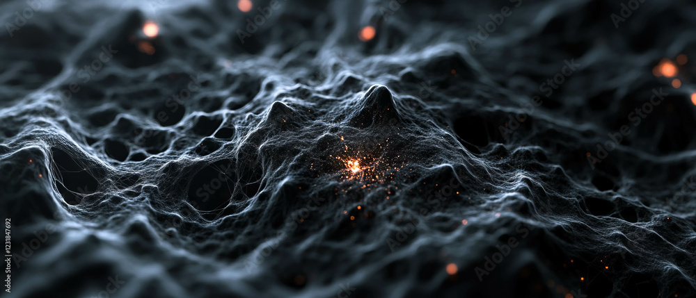Poster exploring the intricate texture of close-up spark details against a dark backdrop