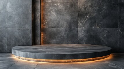 Minimalistic podium captured in a close-up view, emphasizing its sleek and modern design, perfect for minimalist product display 