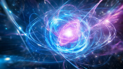 Close-up of glowing, swirling quark plasma in a futuristic laboratory, showcasing vibrant colors and dynamic energy patterns. Scientific research and advanced technology concepts.