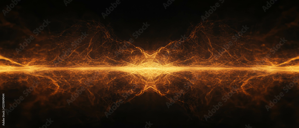 Poster dynamic dance of sparks creating vibrant light patterns against a black background