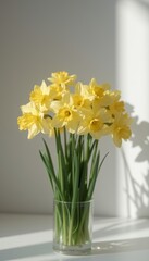 Luxurious bouquet of yellow flowers showcased against a soft light backdrop
