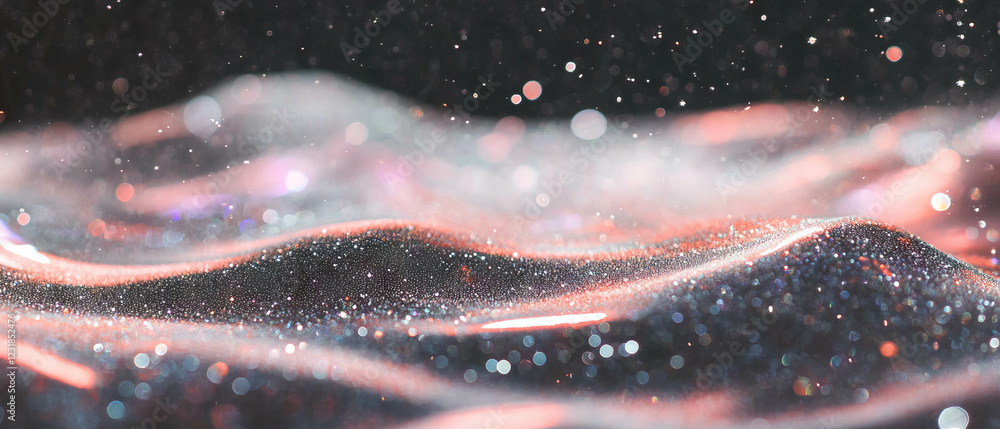 Poster exploring the intricate details of fireworks with sparkling particles against a dark background