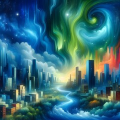 Fototapeta premium an aurora city 