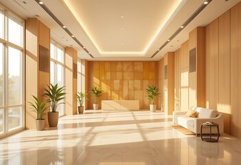 Fototapeta premium Modern Minimalist Lobby Design With Natural Light