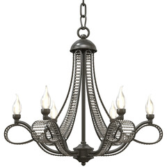 Fototapeta premium Round Chandelier - Elegant Lighting Fixture Against Black Background - cutout png 