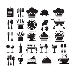 restaurant icons set