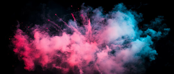 Vibrant fireworks display creating colorful smoke against a dark background