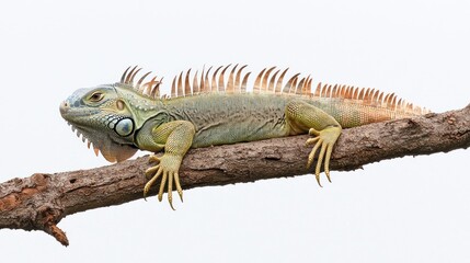 Fototapeta premium Green And Brown Iguana on a Branch