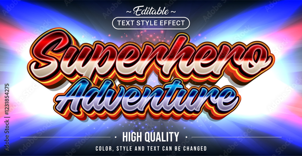 Poster editable text style effect - superhero adventure text style theme.