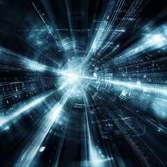 Abstract digital tunnel, futuristic data flow, technology background, website header