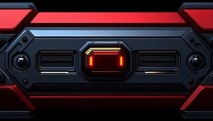 Futuristic Red And Black Panel With Illuminated Detail